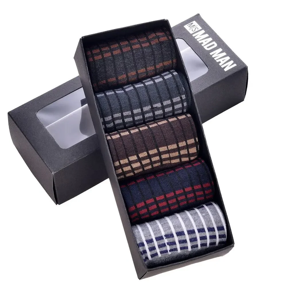 5-Pair Men's Socks - Dashed | Men's Crew Socks | Men's Casual Socks